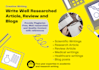 write subject specific research articles and review papers
