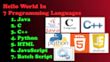 do python programming, html, cpp and javascript projects