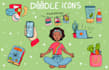 create hand drawn doodle icons, cartoon illustrations