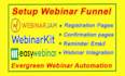 setup evergreen webinar funnel automation in webinarjam, webinarkit, easywebinar