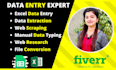 do data entry, web research, web scraping and excel data entry