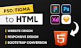 convert figma to html, psd to html, skecth to html css bootstrap