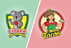design a cartoon character logo with emblem style