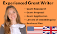 write quality grant letters of inquiry, grant proposals, budget, and projections