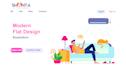 create a vector illustration in modern flat style