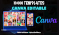 provide 10 000 predesigned instagram canva template bundle