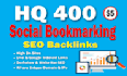 do 400 social bookmark SEO backlinks for URL fast index and ranking
