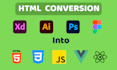 convert psd to html, figma to html, xd to html responsive bootstrap