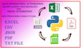 automate, extract data from PDF, json, excel using python