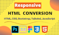 convert psd to html, css, bootstrap, tailwind with responsiveness