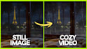 create cozy rain or winter videos from still images