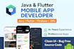develop a professional mobile app development using java and flutter