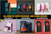 do premium quality coffee package, label and sticker design