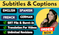 transcribe and add subtitles or captions create srt or vtt file for your videos