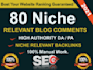create manually 80 niche relevant blog comment backlinks