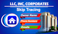 provide you llc, inc, trust, corporates owner skip tracing services
