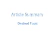 write article summary about any topic