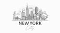 draw the skyline of your city in linear style with black line
