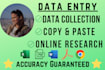 help with any data entry and research
