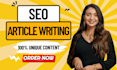 do SEO article writing, blog writing and content writing