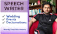write an eloquent wedding or memorable occasion speech