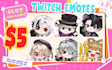 draw custom halloween twitch emotes, kick emotes, discord emoji, sub badges