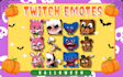 draw custom halloween twitch emotes, kick emotes, discord emoji, sub badges
