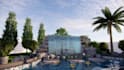 design garden, patio, swimming pool, and terrace