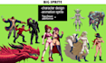 pixel art creations, animations and character design