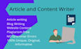 write unique articles and blog post