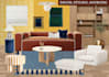 create interior mood board, 2d floor plan, shopping list