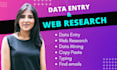 do excel data entry, web research, find emails, data scrapping
