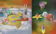 design  story telling scenes with landscapes as  2d arts