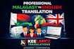 translate malagasy into english professionally
