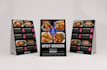do creative table tent and food menu card design