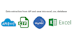 do data extraction from API and save into excel, csv, database