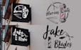 design emblem, stamp, badge and barber shop logo