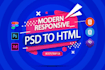 convert figma and psd to html with responsive bootstrap5
