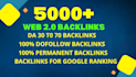 5000 high quality powerful SEO backlinks boost google ranking