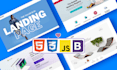 create eye catching landing page html css js responsive website