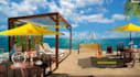 do relaxing beach cafe video, loop animation and ocean waves