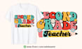 create retro wavy groovy hippie 70s typography striped t shirt design