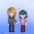 draw couples or friends pixel art illustration