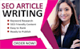 do SEO article writing, content writing, blog post writing
