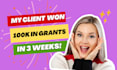 find 5 winning grants, write grant proposal, apply for grants, grant researcher
