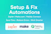 setup or fix zapier or make or pabbly connect automation