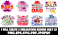 provide unique sublimation, svg, cut files, png, eps,pdf, bundle design