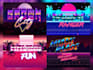 do 80s retro logo designs with 3d neon light sign effect