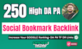 create unique domain social bookmarking SEO backlinks