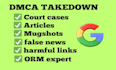 remove mugshots cases articles news delete negative link on google